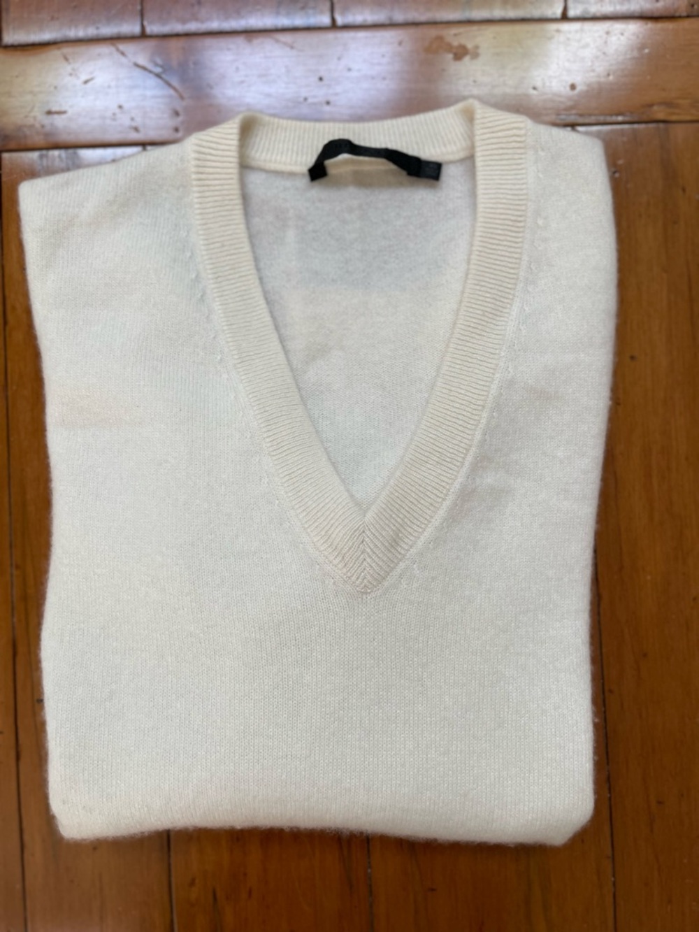 Jenni Kayne Flynn White Cream V-Neck Lightweight Sweater XS